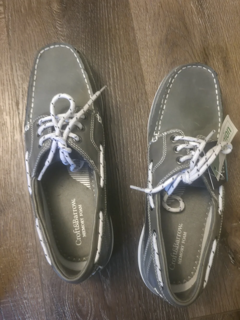 New With Tags...Croft & Barrow Gray Men's Boat Shoes with White Laces